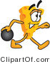 Vector Illustration of a Cartoon Cheese Mascot Bowling - Royalty Free Vector Illustration by Mascot Junction