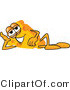 Vector Illustration of a Cartoon Cheese Mascot Resting His Head on His Hand While Lying on His Side by Toons4Biz