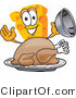 Vector Illustration of a Cartoon Cheese Mascot Serving a Thanksgiving Turkey on a Platter by Toons4Biz