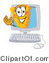 Vector Illustration of a Cartoon Cheese Mascot Waving from Inside a Computer Screen by Mascot Junction