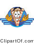 Vector Illustration of a Cartoon Cheese Pizza Mascot on a Blue Business Logo by Mascot Junction