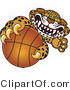 Vector Illustration of a Cartoon Cheetah Mascot Grabbing a Basketball by Mascot Junction