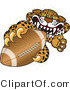 Vector Illustration of a Cartoon Cheetah Mascot Grabbing a Football by Mascot Junction