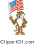 Vector Illustration of a Cartoon Cheetah Mascot Holding an American Flag by Mascot Junction