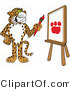 Vector Illustration of a Cartoon Cheetah Mascot Painting a Paw Print by Mascot Junction