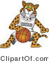 Vector Illustration of a Cartoon Cheetah Mascot Playing Basketball by Mascot Junction