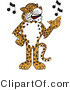 Vector Illustration of a Cartoon Cheetah Mascot Singing by Mascot Junction