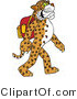 Vector Illustration of a Cartoon Cheetah Mascot Walking and Wearing a Backpack by Mascot Junction