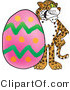 Vector Illustration of a Cartoon Cheetah Mascot with an Easter Egg by Mascot Junction