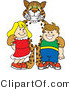 Vector Illustration of a Cartoon Cheetah Mascot with School Children by Mascot Junction