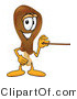 Vector Illustration of a Cartoon Chicken Drumstick Mascot Holding a Pointer Stick by Mascot Junction