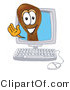 Vector Illustration of a Cartoon Chicken Drumstick Mascot Waving from Inside a Computer Screen by Mascot Junction