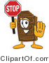 Vector Illustration of a Cartoon Chocolate Mascot Holding a Stop Sign by Mascot Junction