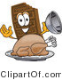 Vector Illustration of a Cartoon Chocolate Mascot Serving a Thanksgiving Turkey on a Platter by Mascot Junction