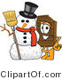 Vector Illustration of a Cartoon Chocolate Mascot with a Snowman on Christmas by Mascot Junction