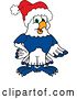 Vector Illustration of a Cartoon Christmas Seahawk Mascot Wearing a Santa Hat by Mascot Junction