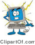Vector Illustration of a Cartoon Computer Mascot Crashing by Mascot Junction