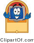 Vector Illustration of a Cartoon Computer Mascot on a Blank Tan Label by Mascot Junction