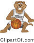 Vector Illustration of a Cartoon Cougar Mascot Character Dribbling a Basketball by Mascot Junction