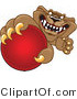 Vector Illustration of a Cartoon Cougar Mascot Character Grabbing a Ball by Mascot Junction