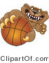 Vector Illustration of a Cartoon Cougar Mascot Character Grabbing a Basketball by Mascot Junction