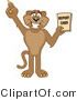 Vector Illustration of a Cartoon Cougar Mascot Character Holding a Report Card by Mascot Junction