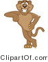 Vector Illustration of a Cartoon Cougar Mascot Character Leaning by Mascot Junction
