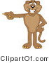 Vector Illustration of a Cartoon Cougar Mascot Character Pointing Left by Mascot Junction