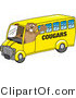 Vector Illustration of a Cartoon Cougar Mascot Character School Bus Driver by Mascot Junction