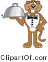 Vector Illustration of a Cartoon Cougar Mascot Character Serving a Platter by Mascot Junction
