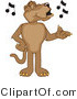 Vector Illustration of a Cartoon Cougar Mascot Character Singing by Mascot Junction