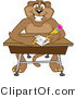 Vector Illustration of a Cartoon Cougar Mascot Character Taking a Quiz by Mascot Junction