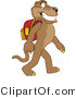 Vector Illustration of a Cartoon Cougar Mascot Character Walking to School by Mascot Junction