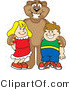 Vector Illustration of a Cartoon Cougar Mascot Character with Children by Mascot Junction