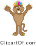 Vector Illustration of a Cartoon Cougar Mascot Character with Colorful Hair by Mascot Junction
