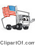 Vector Illustration of a Cartoon Delivery Truck Mascot Holding an American Flag by Toons4Biz