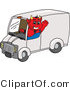 Vector Illustration of a Cartoon Devil Mascot Driving a Delivery Van by Mascot Junction