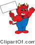 Vector Illustration of a Cartoon Devil Mascot Holding a Blank Sign by Mascot Junction