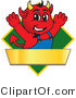 Vector Illustration of a Cartoon Devil Mascot on a Green Diamond Sign by Toons4Biz