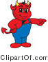 Vector Illustration of a Cartoon Devil Mascot Pointing Right by Mascot Junction