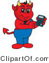 Vector Illustration of a Cartoon Devil Mascot Using a Calculator by Mascot Junction