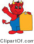 Vector Illustration of a Cartoon Devil Mascot with a Sales Tag by Mascot Junction