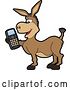 Vector Illustration of a Cartoon Donkey Mascot Character Holding a Cell Phone by Mascot Junction