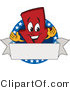 Vector Illustration of a Cartoon down Arrow Logo Mascot on a Patriotic Circle by Toons4Biz