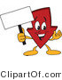 Vector Illustration of a Cartoon down Arrow Mascot Holding a Small Blank Sign by Mascot Junction