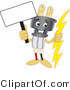 Vector Illustration of a Cartoon Electric Plug Mascot Holding a Blank Sign by Mascot Junction