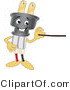 Vector Illustration of a Cartoon Electric Plug Mascot Holding a Pointer Stick by Mascot Junction