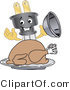 Vector Illustration of a Cartoon Electric Plug Mascot Serving a Thanksgiving Turkey by Mascot Junction