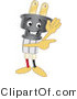 Vector Illustration of a Cartoon Electric Plug Mascot Waving and Pointing by Mascot Junction