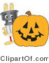 Vector Illustration of a Cartoon Electric Plug Mascot with a Halloween Pumpkin by Mascot Junction